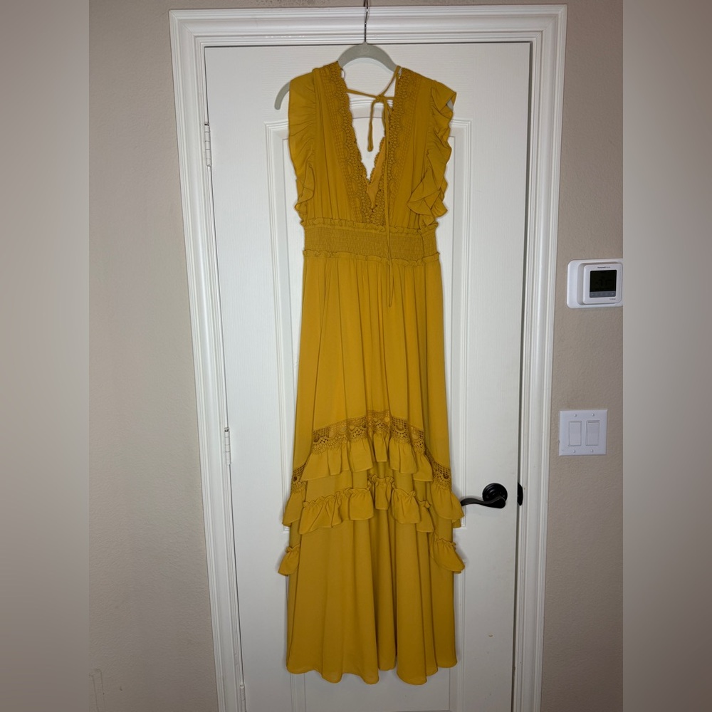 Baltic Born Mustard Ruffle Maxi Dress